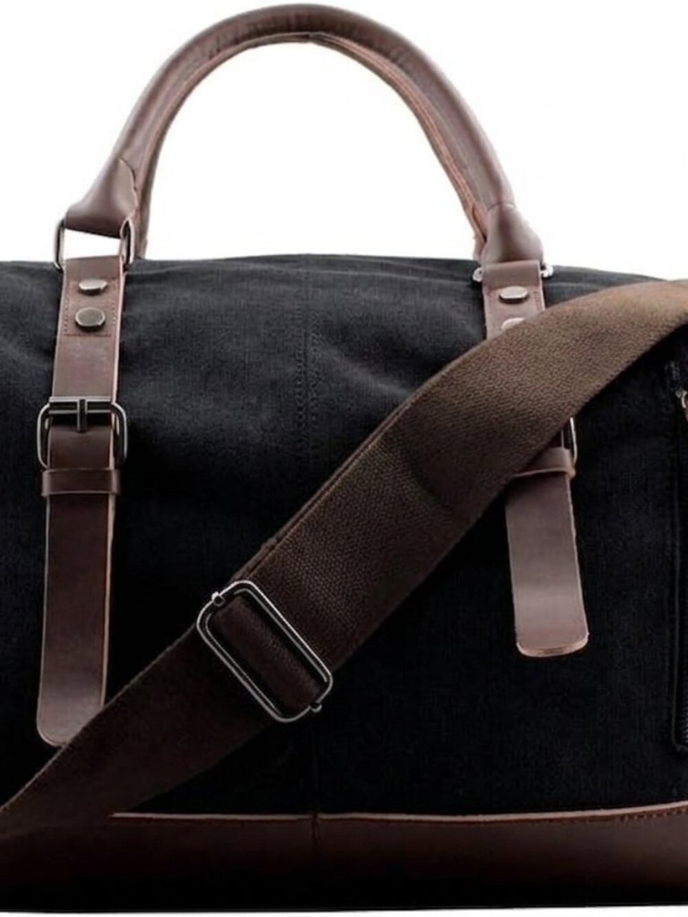 TIMBRYN Large Canvas & Leather Weekend Duffle Bag – Men's Vintage Travel CarryOn - Picture 9 of 17